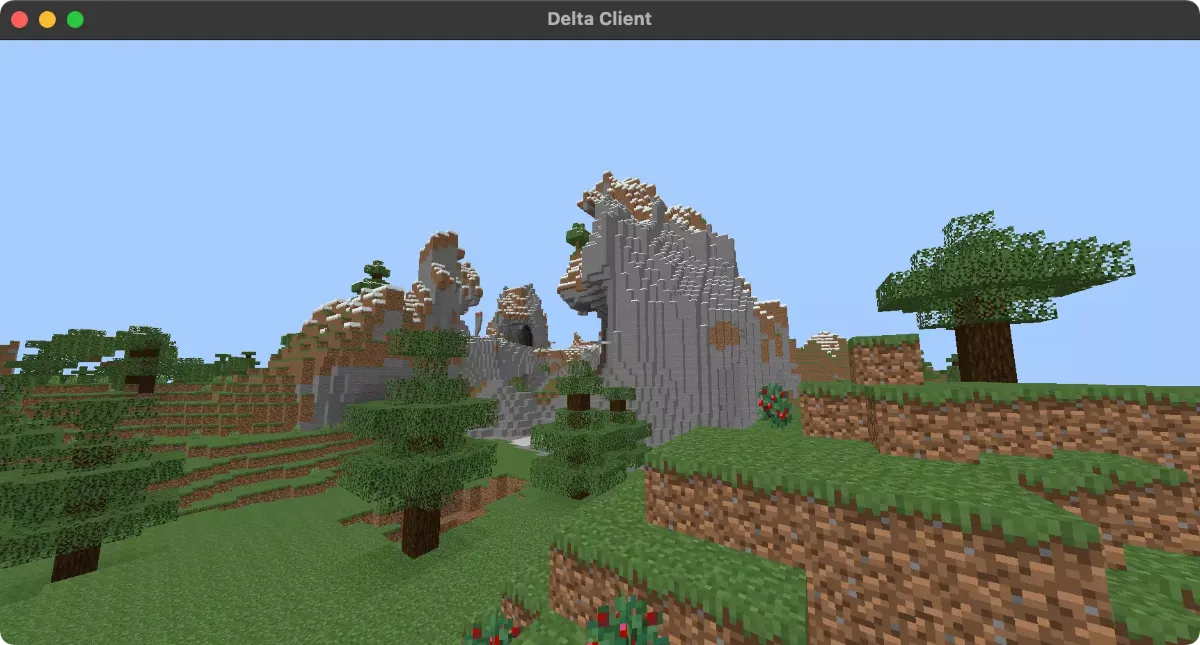 Screenshot of playing Minecraft with Delta Client
