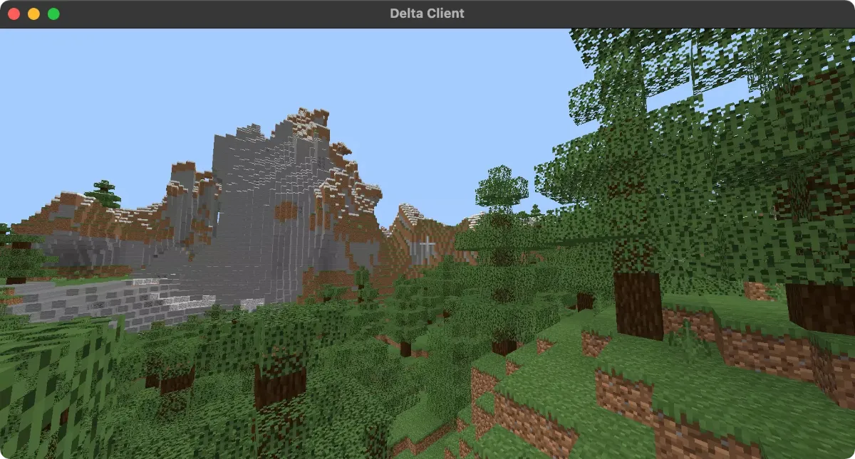 Screenshot of playing Minecraft with Delta Client
